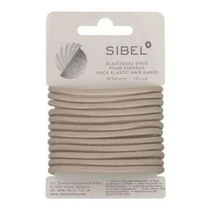 Sibel Thick Elastic Hair Bands - Blonde, Pack of 12
