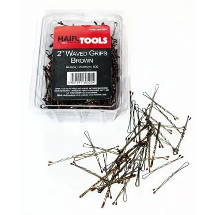 HairTools Two Inch Waved Grips Brown Pack Of 500