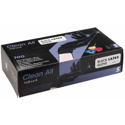 Sibel Black Powder Free Latex Gloves Small - 100 Pack