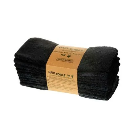 HairTools Microfibre Bleach Proof Towels 12 Pack - Black