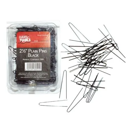 HairTools 2.5 Inch Plain Pins Black (Box Of 500)