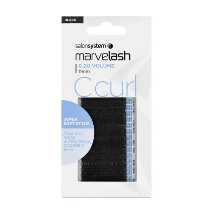 Salon System Marvelash C Curl Lashes 0.20 Volume, 11mm, Super Soft Style Black Each