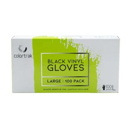 Colortrak Black Vinyl Disposable Gloves Large 100 Pack