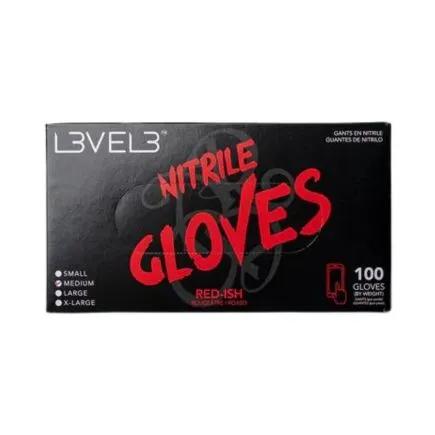 L3VEL3 Professional Nitrile Gloves Medium Red - 100 Pack