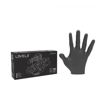 L3VEL3 Professional Nitrile Gloves Extra Large Black - 100 Pack