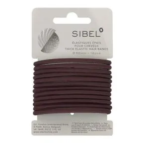 Sibel Thick Elastic Hair Bands - Brown, Pack of 12