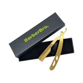 BarberBro. Stainless Steel Cut-Throat Straight Razor Gold