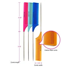 Colortrak Carbon Fiber Pin Tail Combs 4 Pack