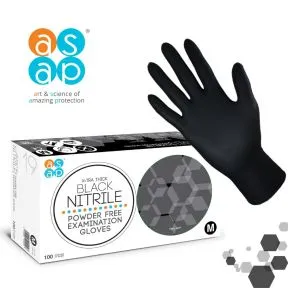 ASAP X-Tra Thick Black Nitrile Gloves, Pack of 100