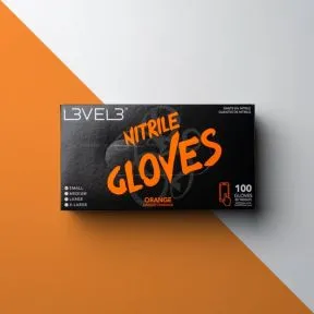 L3VEL3 Professional Nitrile Gloves Orange - 100 Pack