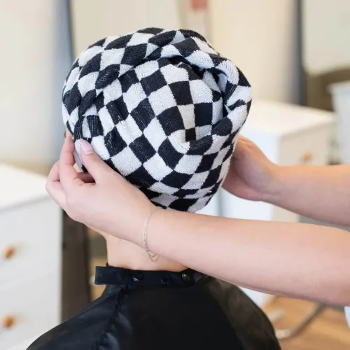 Framar Checked Out Salon Towels Black & White - 6 Pack