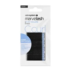 Salon System Marvelash C Curl Lashes 0.20 Volume, 11mm, Super Soft Style Black Each