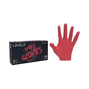 L3VEL3 Professional Nitrile Gloves Medium Red - 100 Pack