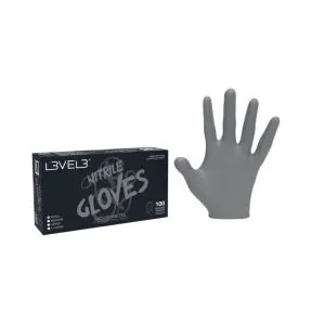 L3VEL3 Professional Nitrile Gloves Large Liquid Metal - 100 Pack