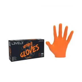 L3VEL3 Professional Nitrile Gloves Large Orange - 100 Pack