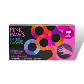 Framar Pink Paws Nitrile Gloves Medium - 100 Pack